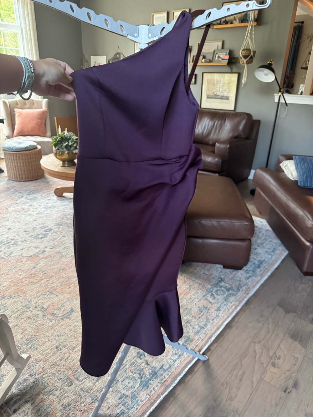 ASOS DESIGN one shoulder midi dress plum